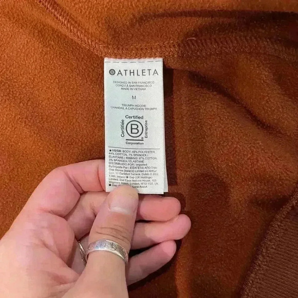 Athleta Women's Triumph Hoodie Medium Color Ancient Mahogany Athleisure Full Zip - Picture 9 of 9